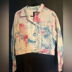 White Tie-dye denim jacket X-Small